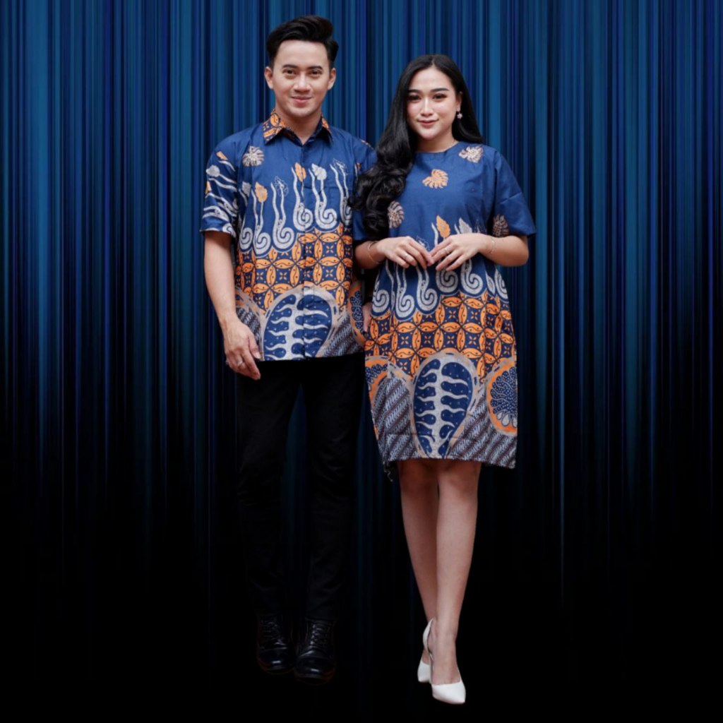 Couple Dress Batik Motif Melody Navi Harga sepasangbaju couple dress batik korean style pres body pa