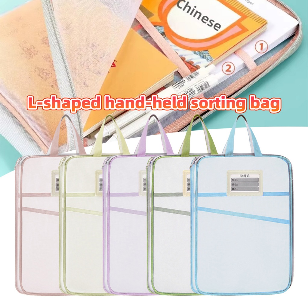 

3Lapis Document Bag Tas kertas tes bimbingan jaring yang menebal Tas Penyimpanan Tahan Air Transparan