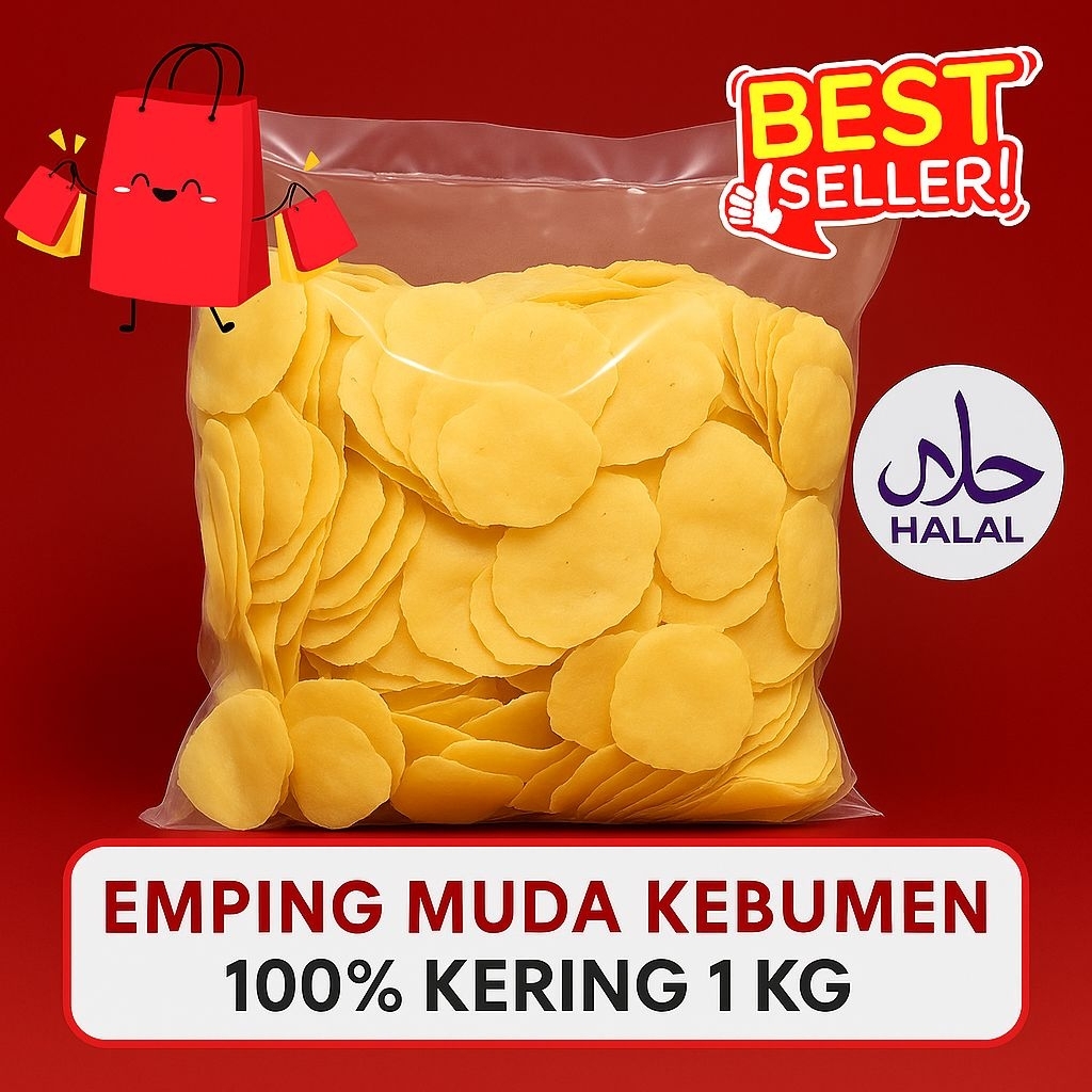 

Emping Melinjo Mentah Kering Premium Asli Kebumen 1 KG - Cemilan Sehat Gurih & Renyah