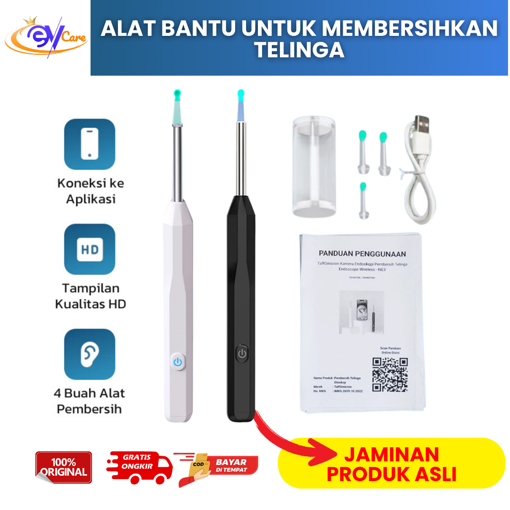 TaffOmicron Kamera Endoskopi Pembersih Telinga / Pembersih Telinga Kamera HD