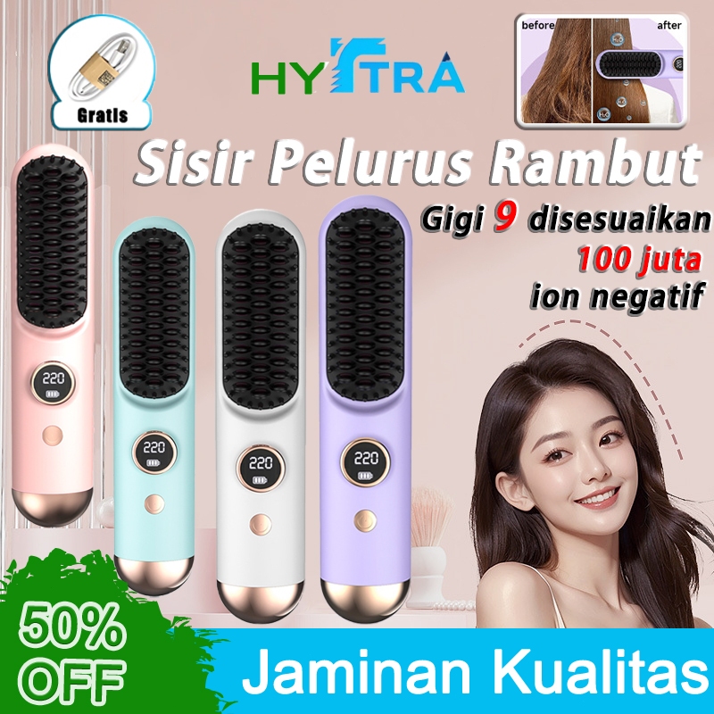 HYTRA Sisir Pelurus Straight Comb Sisir Catokan Pelurus Rambut Elektrik Tanpa Kabel Sisir Pelurus Ra