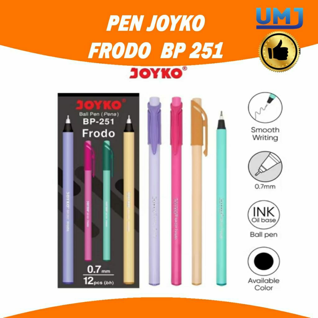 

Ball pen Joyko BP - 251 Frodo 0.7mm HITAM per lusin