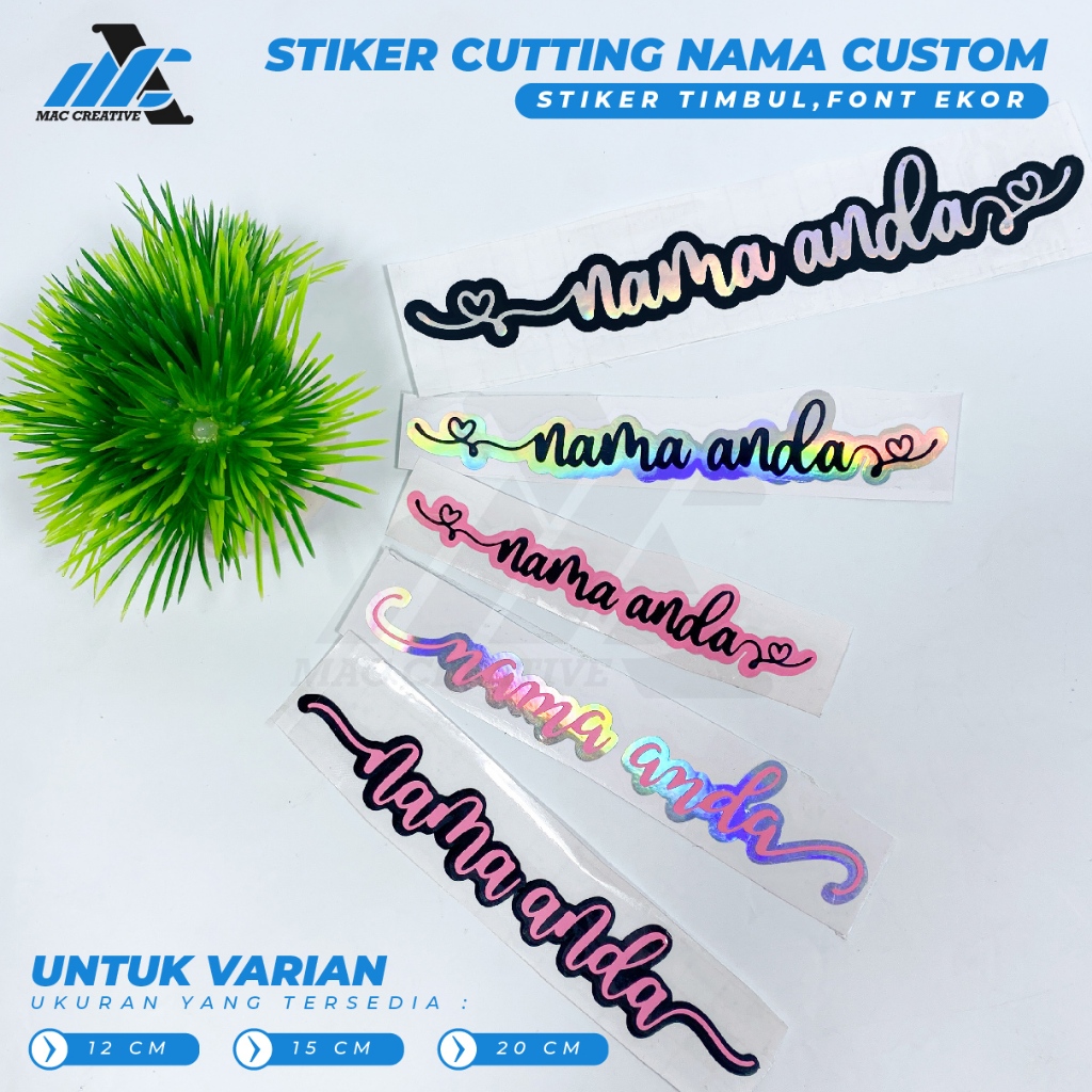 

Stiker Nama Custom Premium Font Ekor - Sticker Cutting Nama Timbul Anti Air - Part 3