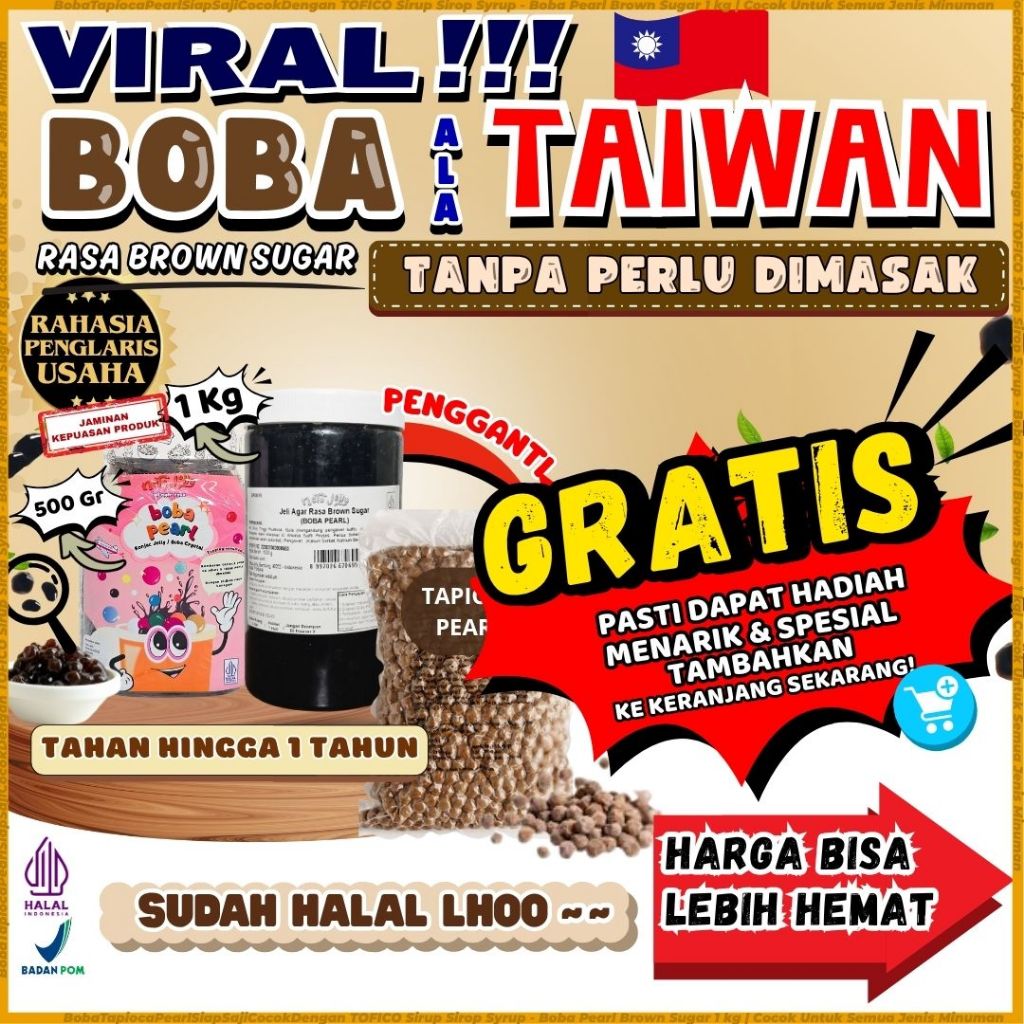 

BobaTapiocaPearlSiapSajiCocokDengan TOFICO Sirup Sirop Syrup - Boba Pearl Brown Sugar 1 Kg | Cocok Untuk Semua Jenis Minuman