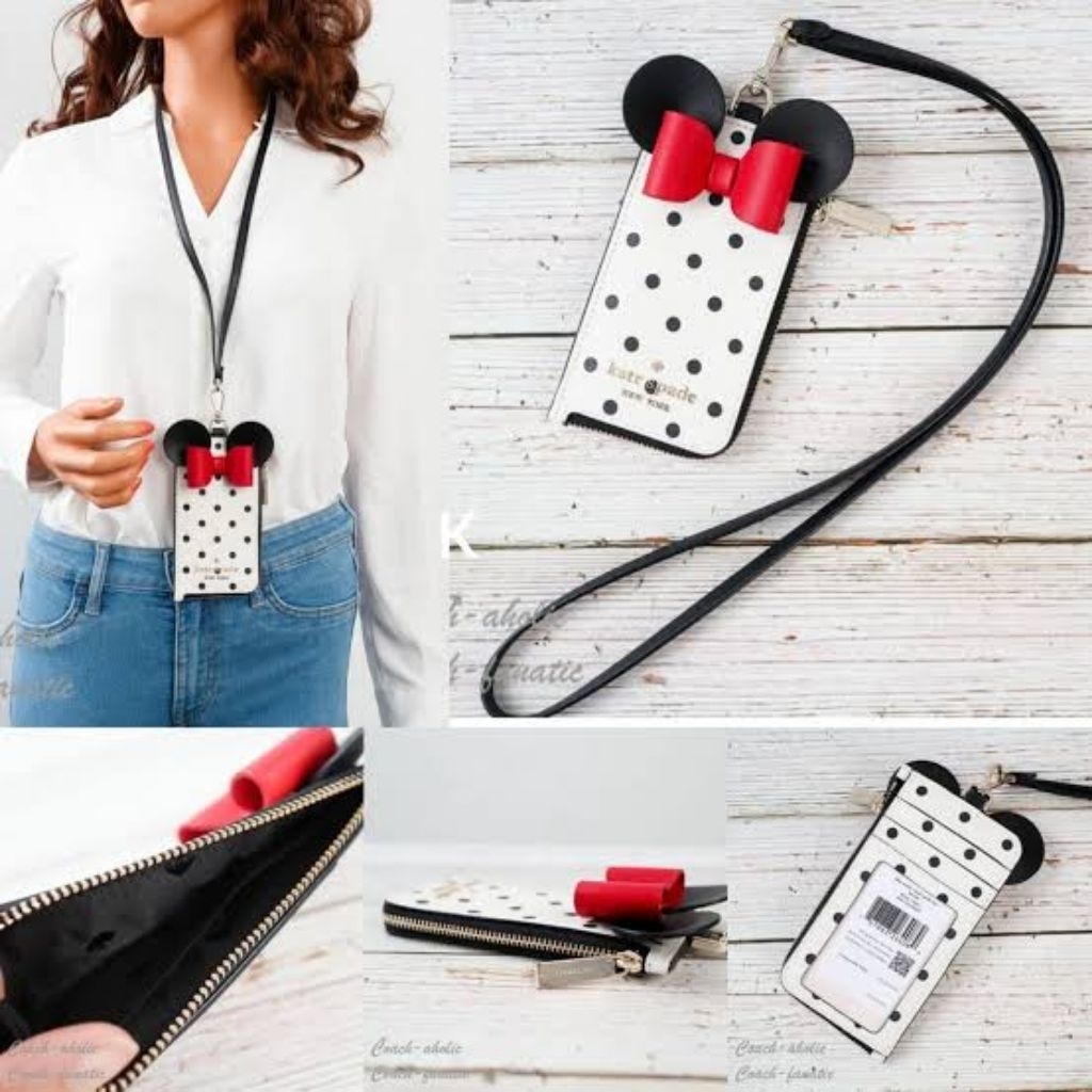 NEW‼️ORI 100% KATESPADE x Disney Minnie Lanyard/Card Holder