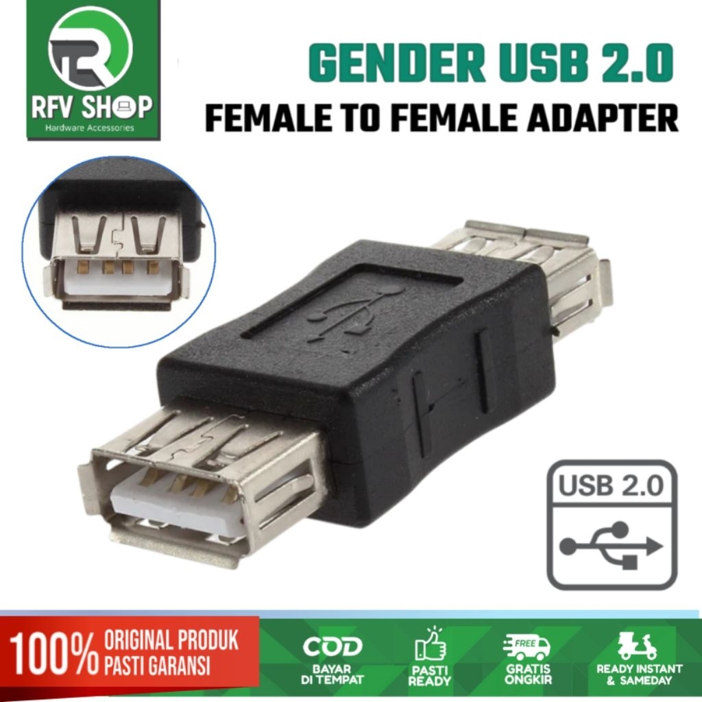 Konektor Gender USB A 2.0 Female to USB Female Adapter /  konektor sambungan USB extension
