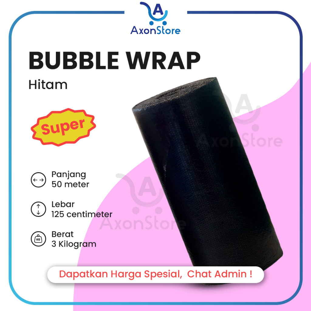 

SUPER Hitam 125cm x 50m 3kg Super Tebal Babel Wrapping Pack Eceran Murah Black Grosir