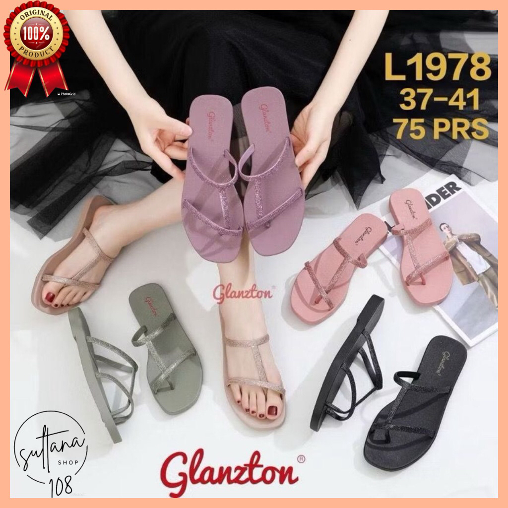 Sandal Jelly Glanzton L1978 Sandal Jepit Jempol T Glitter Terbaru