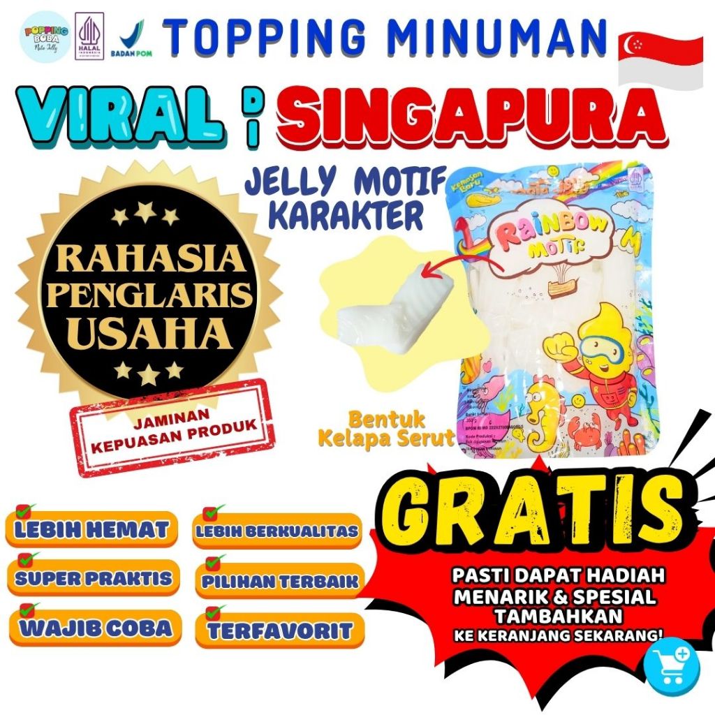 

Jelly Motif Karakter Topping Minuman - Jelly Bentuk Kelapa Cocok Untuk Semua Minuman | Popping Boba Meletus Pecah Dimulut Nata Jelly