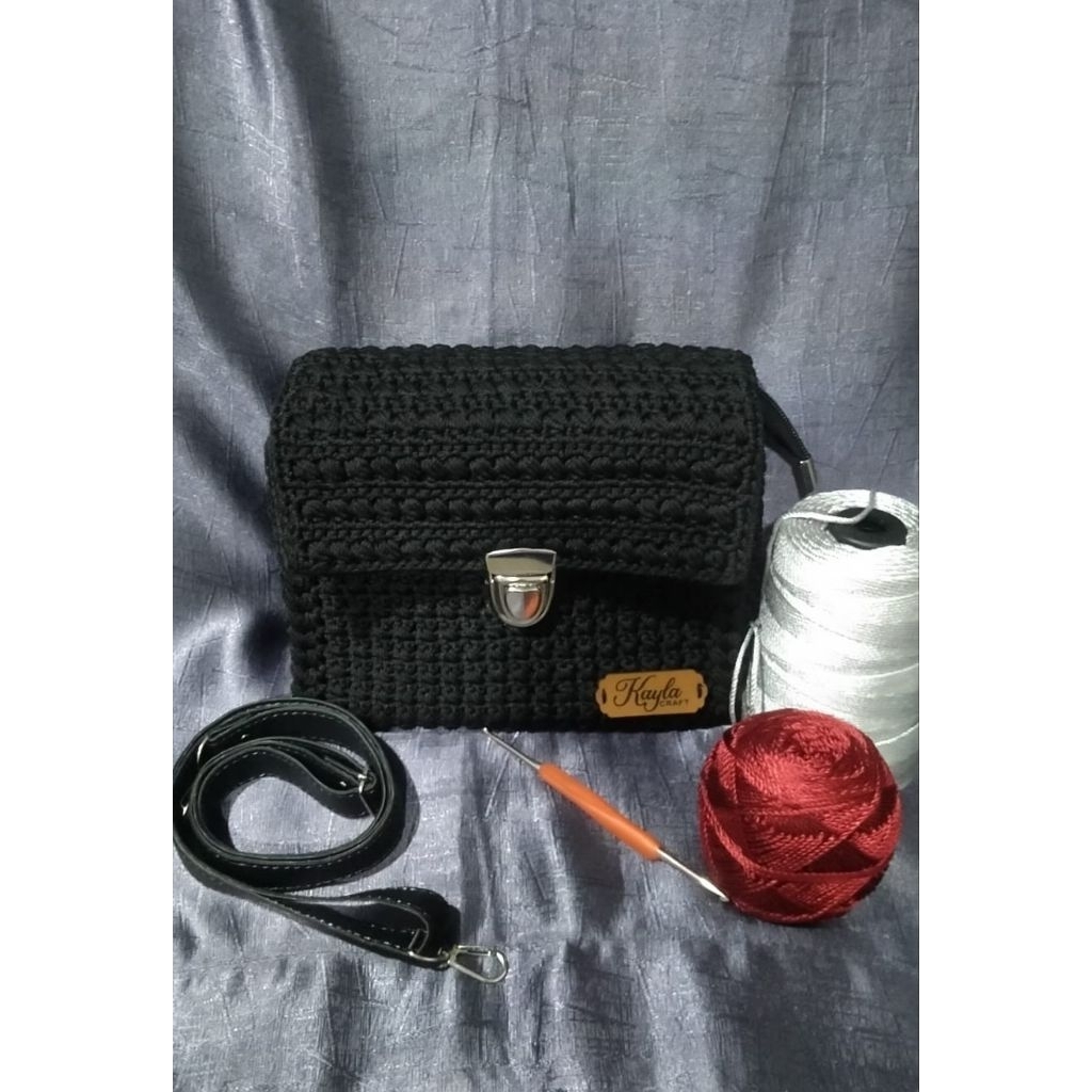 tas rajut slempang/ tas rajut homemade