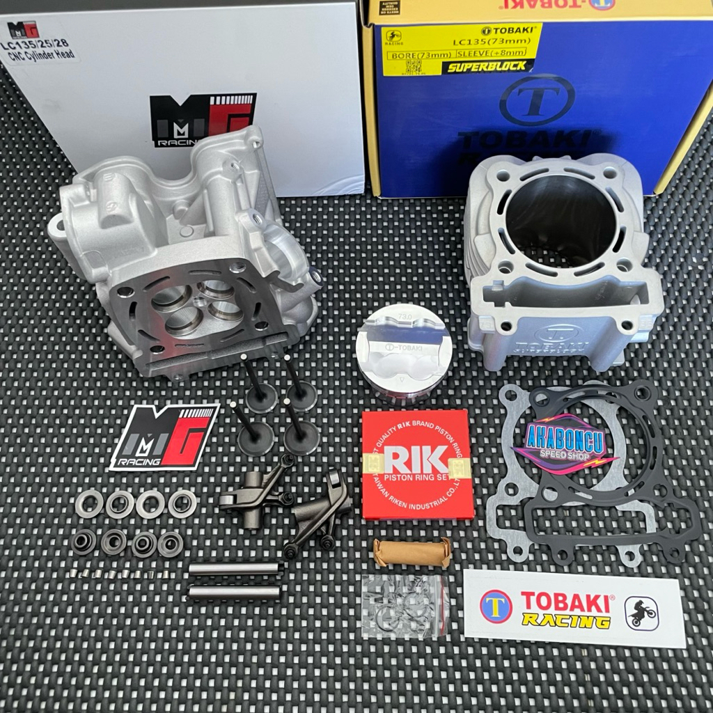 PAKET BOREUP BLOK TOBAKI MX KING VIXION 73 CERAMIC TYPE FIN + HEAD MX KING 28/25 MG RACING