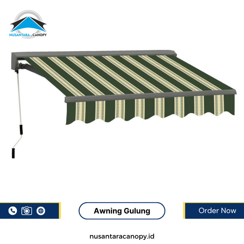 Promo Kanopi Awning Gulung Otomatis & Manual Bergaransi, Canopy Lipat Buka Tutup Murah & Fungsional