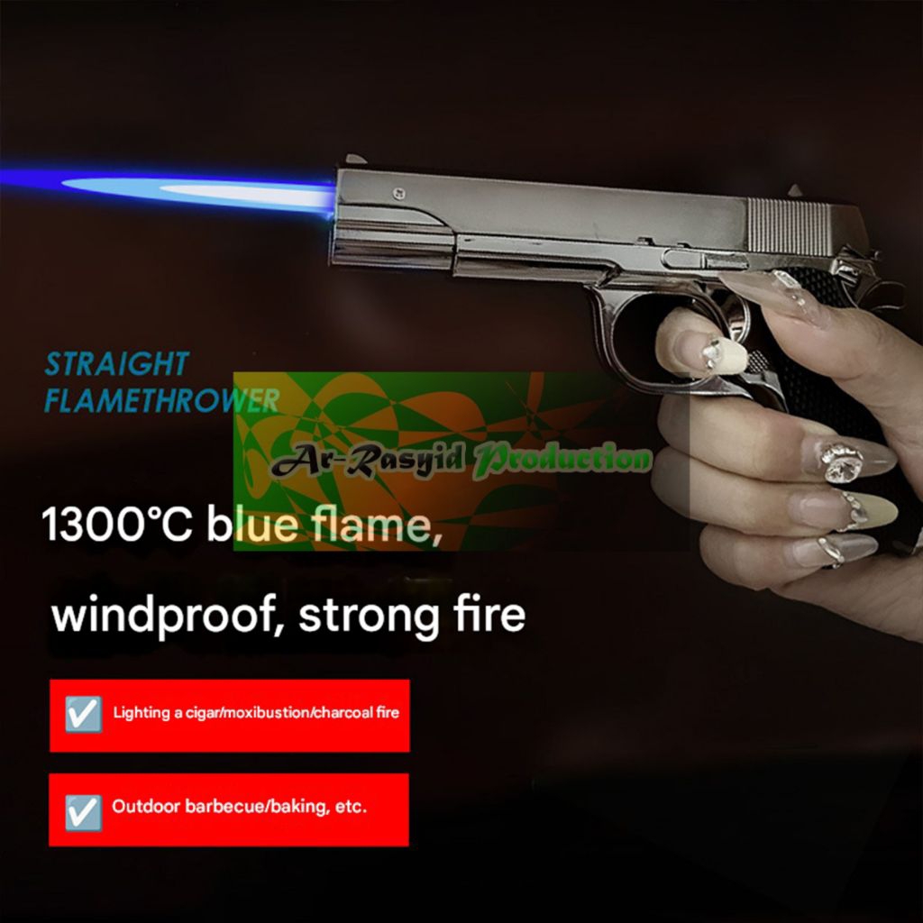 Korek Api Las Gas Pistol Straight Jet Flamethrower M-1911