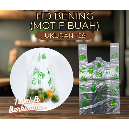 Kantong Plastik Kresek HD Bening Motif Buah 270 Gram Ukuran 29 - Kuat Transparant