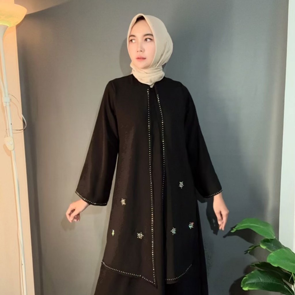 BESTPROMO Abaya Melisa Series Bahan Sabrina Anti UV Gamis Daily Simple Syari Busui Friendly