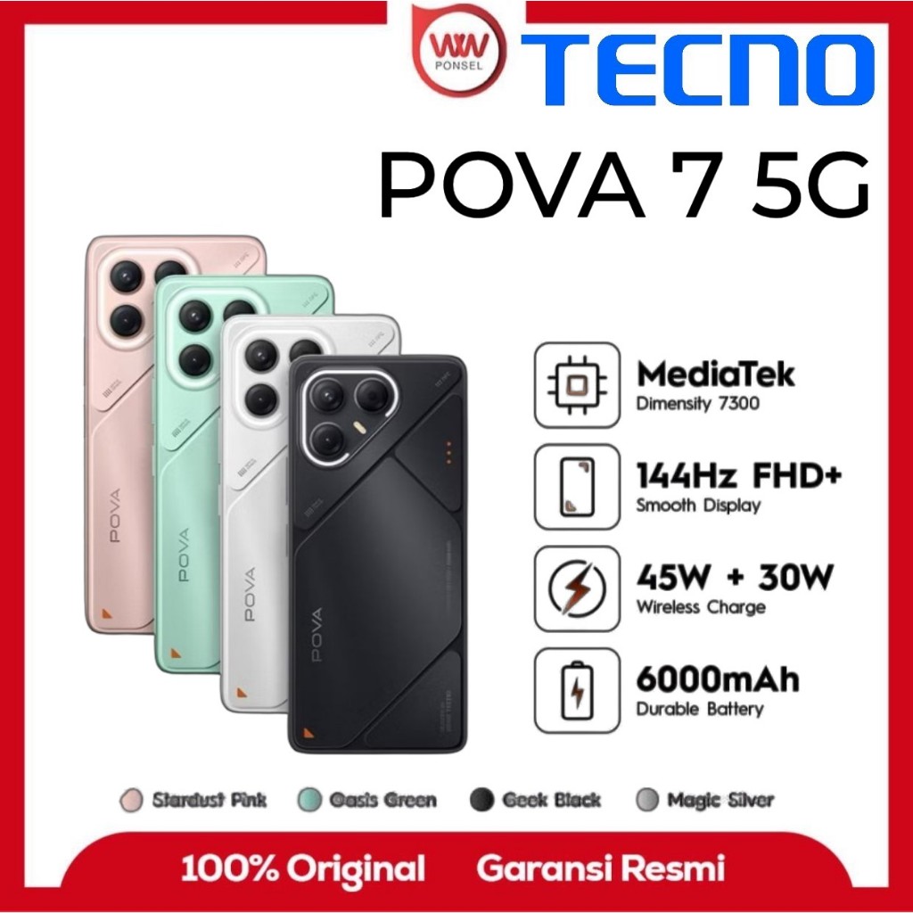 Hp Tecno Pova 7 5G Ram 8GB Internal 256GB Garansi Resmi