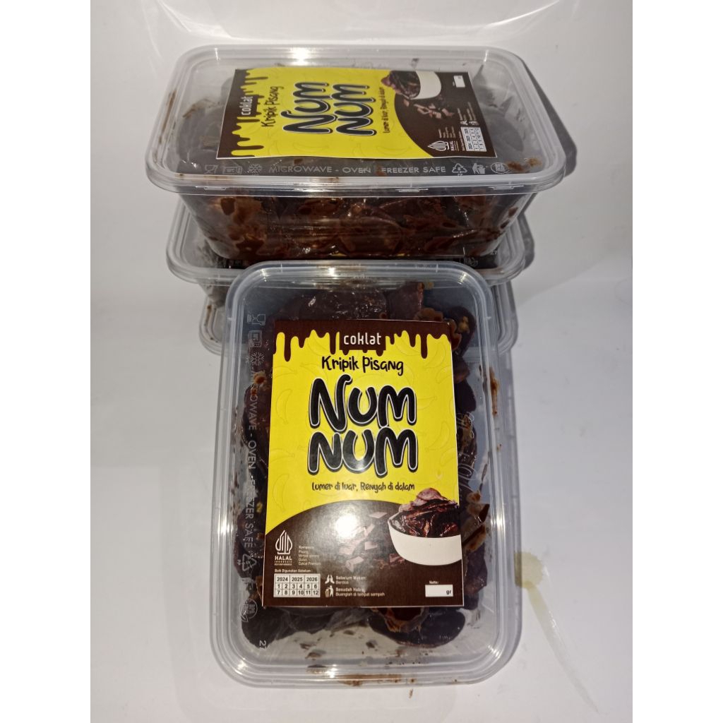 

Keripik pisang cokelat lumer kemasan bok 750ml