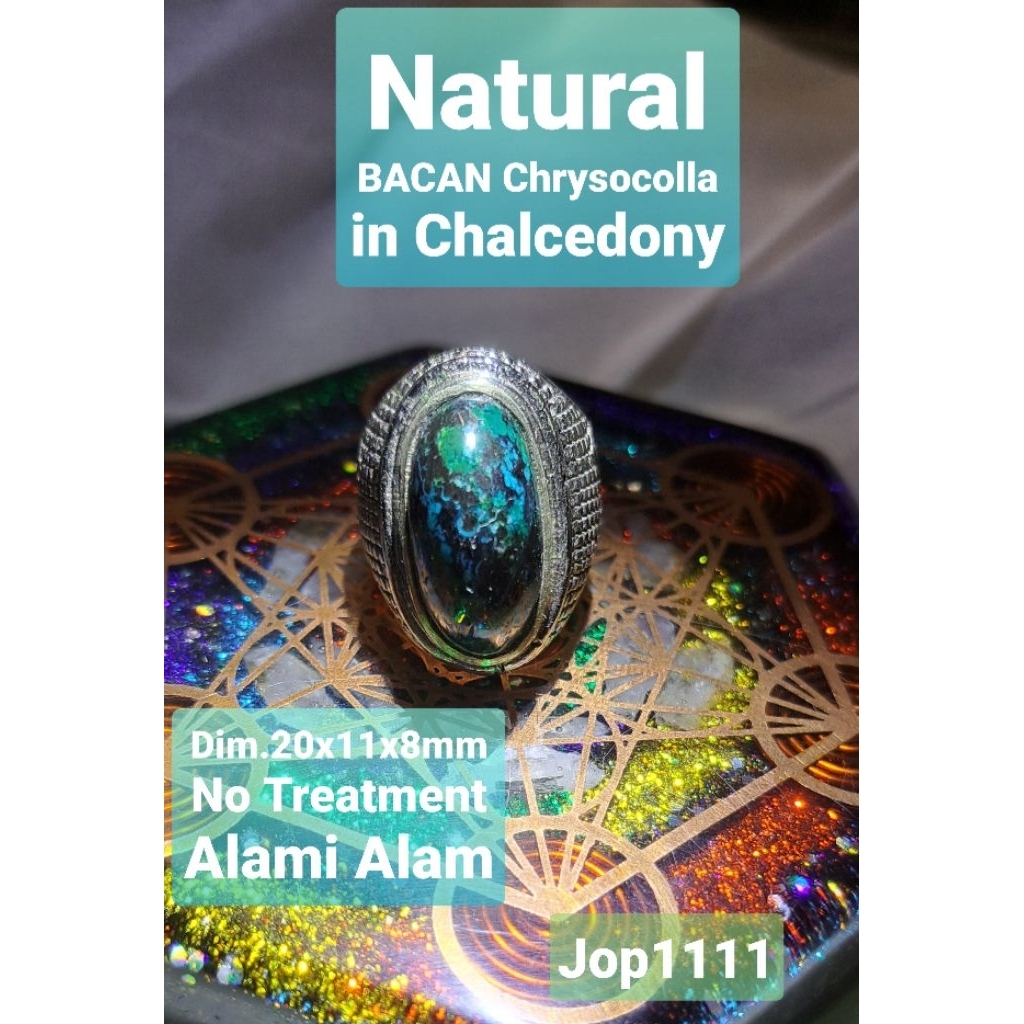 BACAN Natural Chrysocolla in Chalcedony No Treated NTE Batu Permata Alami Doko Majiko Asli 100% Moti