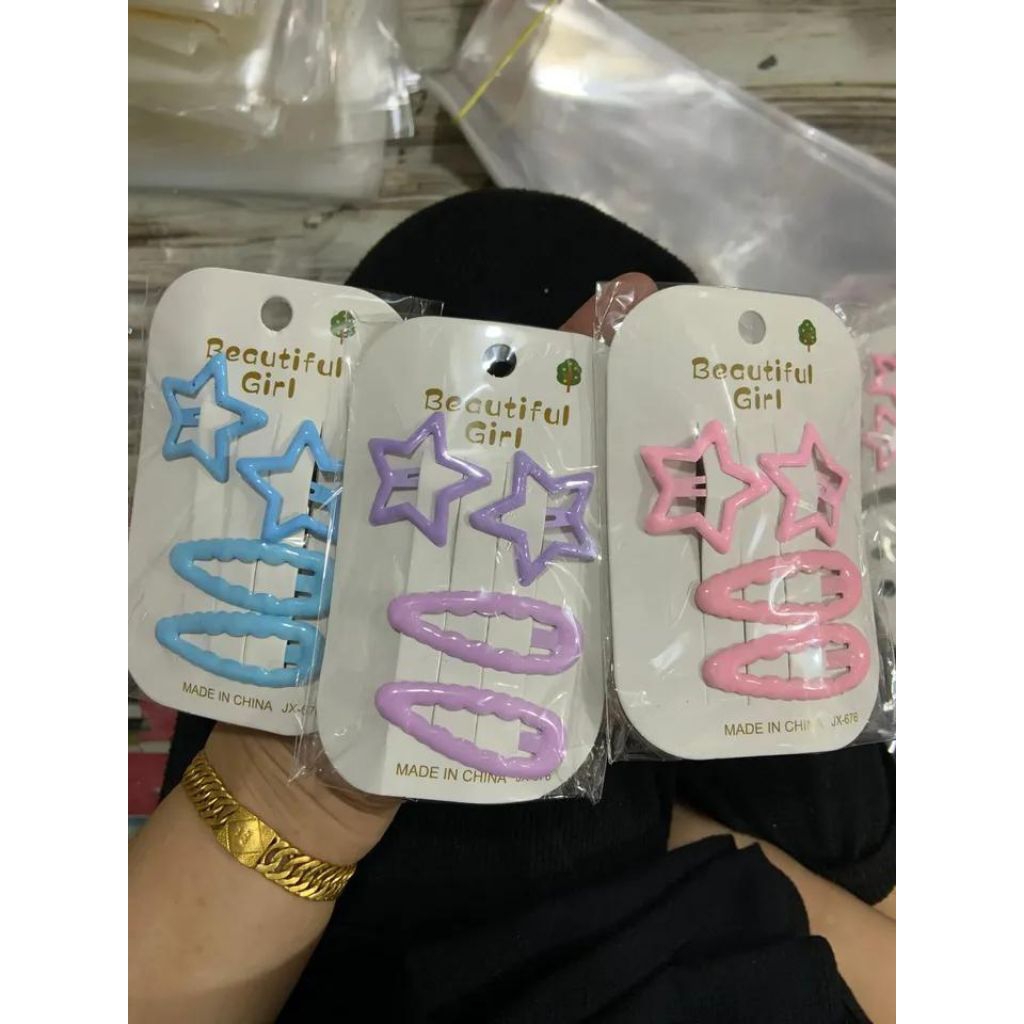 Jepitan/Pin Rambut Tiktak motif Bintang dan Panjang Polos