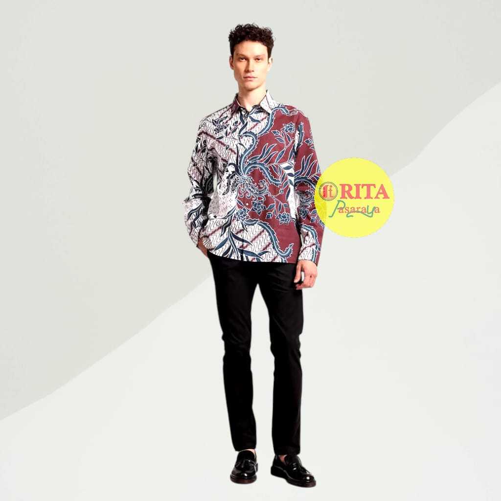 Manzone Kemeja Batik Lengan Panjang Pria