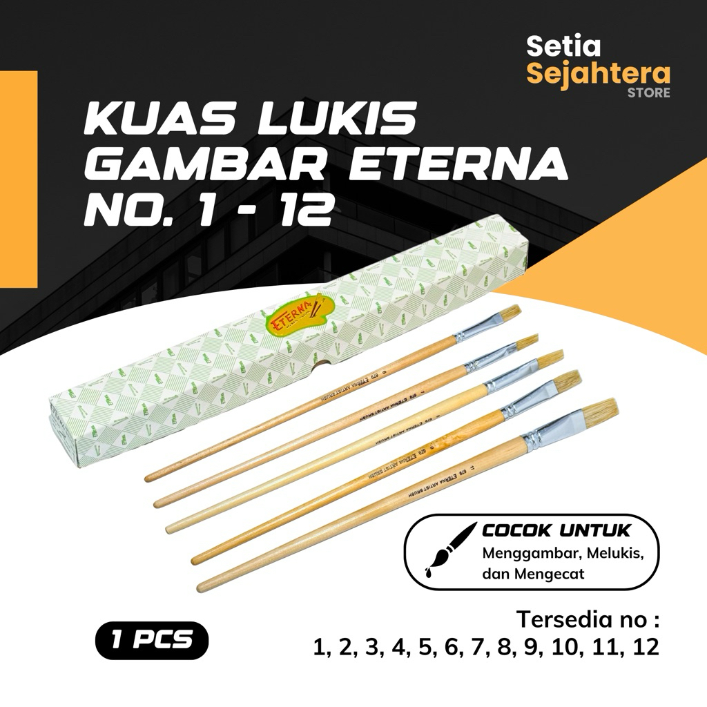 

ETERNA Kuas Lukis Gambar Kecil Cat Air Acrylic Minyak No 1 2 3 4 5 6 7 8 9 10 11 12 Artists Brush - 1 pcs