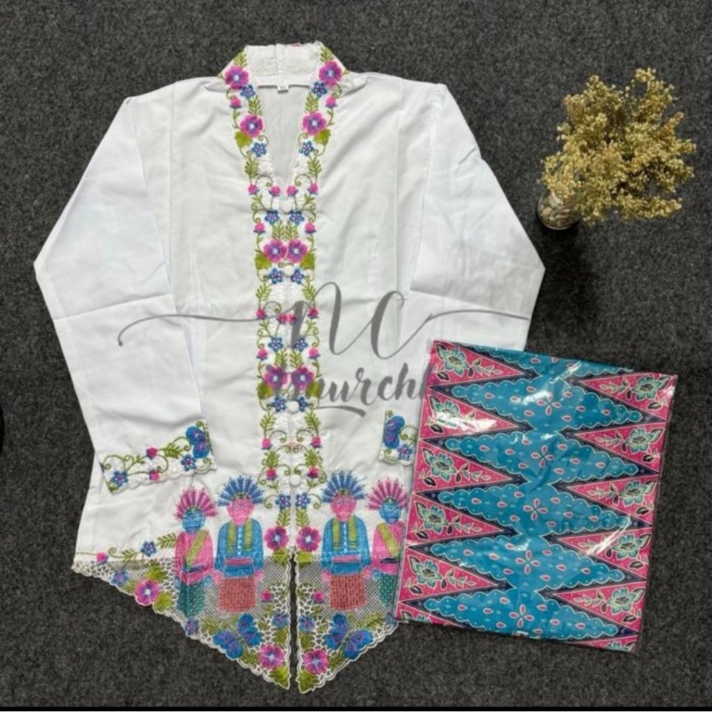 setelan kebaya encim anak-anak / encim bordir Ondel Betawi / Encim  Anak Perempuan