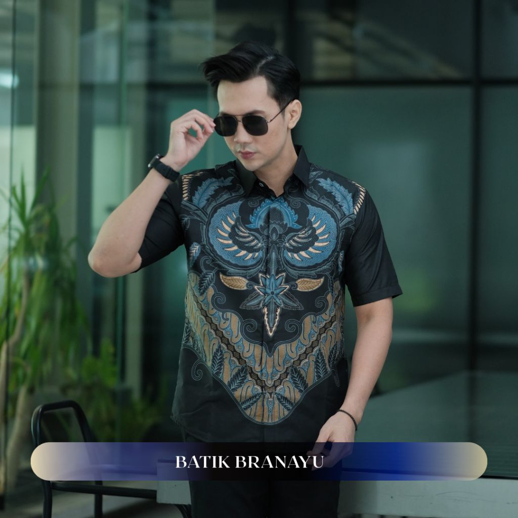 Batik Pria Lengan PENDEK Branayu Slim Fit Keris Modern Premium Baju Atasan Batik Cowok Original