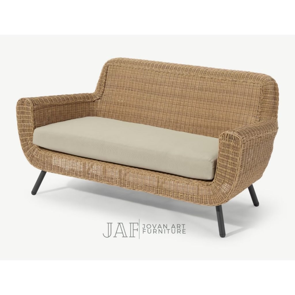 Sofa Kursi Tamu Outdoor Minimalis Retro Rotan Sintetis - Jovan Art Furniture