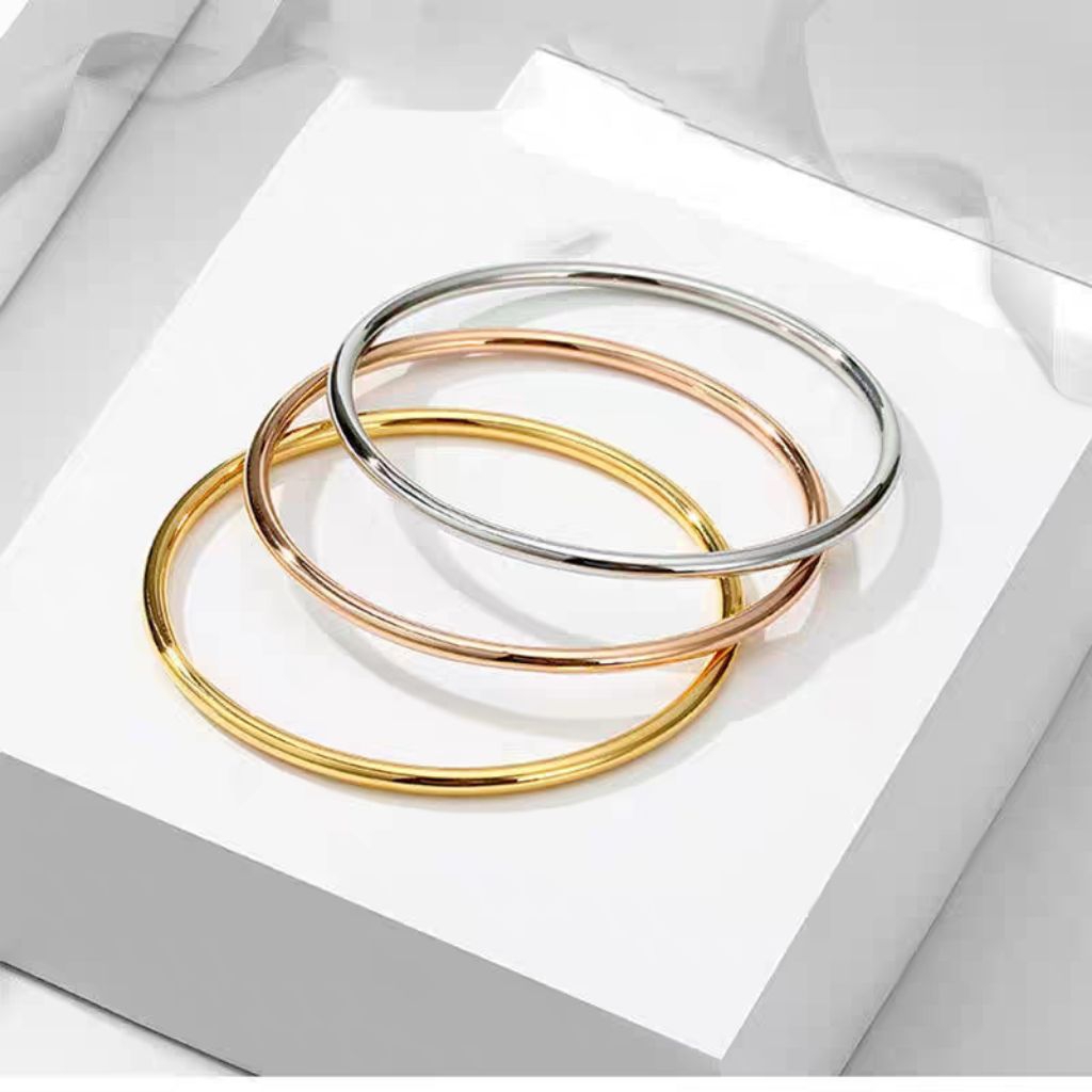 gelang bangle titanium fashion bulatan polos simpel
