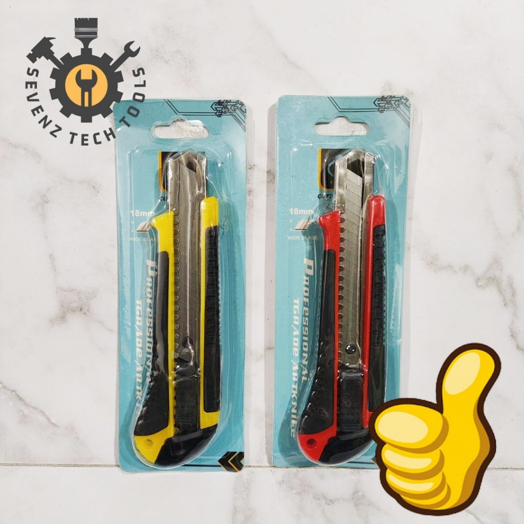 

FIT CUTTER BESAR / PISAU KATER 18MM STAINLESS SERBAGUNA GAGANG KARET AUTO LOCK