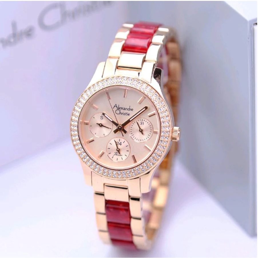 JAM TANGAN WANITA ALEXANDRE CHRISTIE AC 2932 MERAH ROSEGOLD ALEXANDER CHRISTIE WANITA