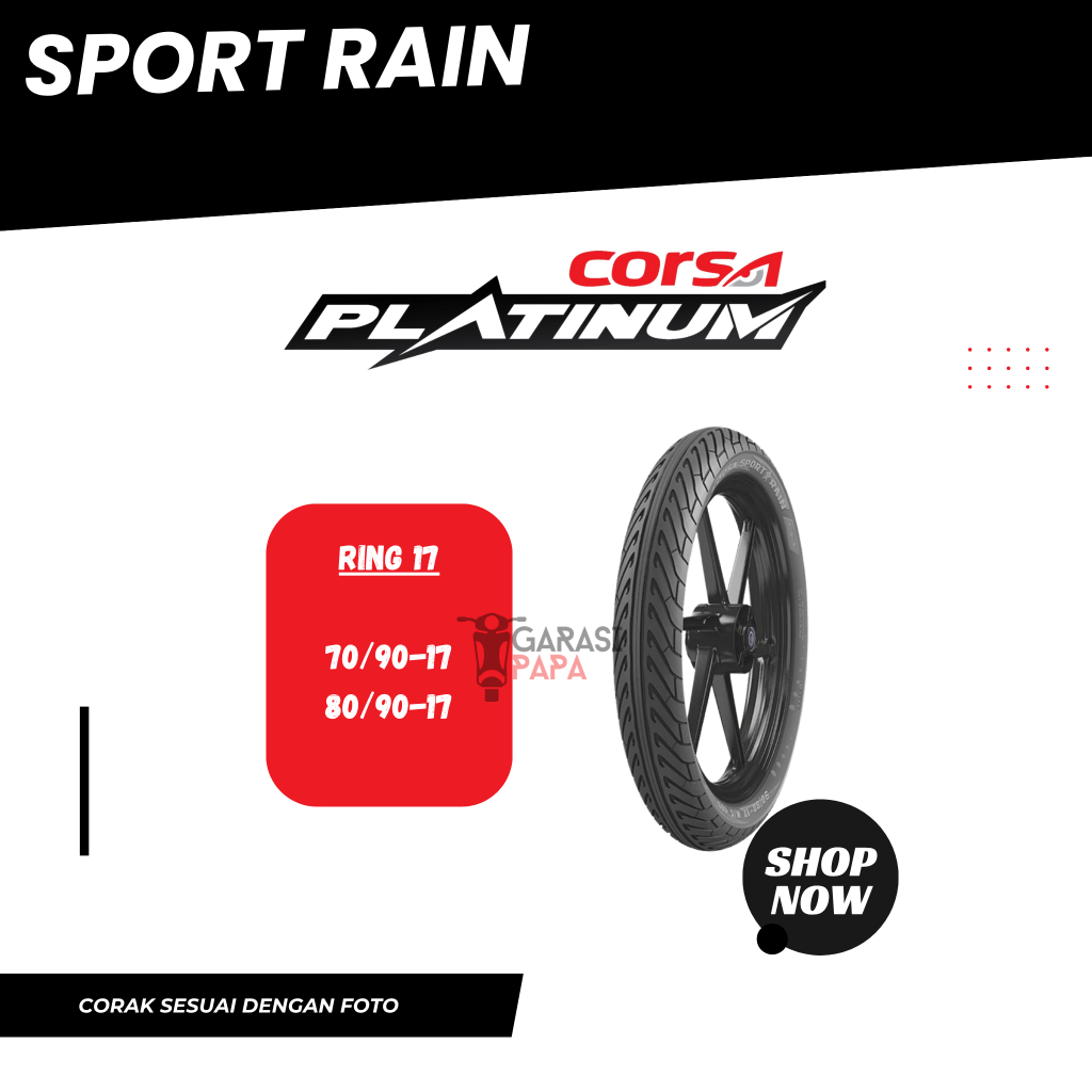 CUCI GUDANG Corsa Ban Motor Tubeless Sport Rain 70 80 / 90 90 Ring 17 Motor Bebek FREE Pentil
