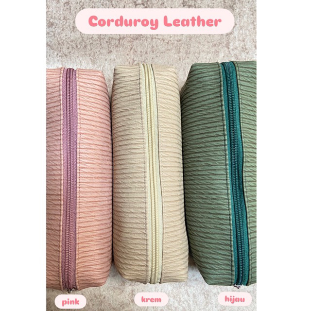 

NEW Pencil Case Corduroy Synthetic Leather by dmfashion | Stationarry Tempat pensil kekinian