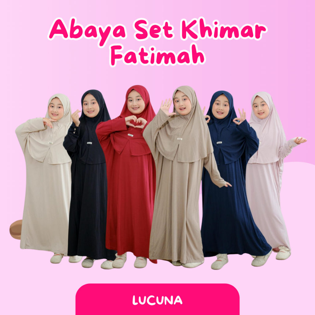Lucuna Abaya Fatimah - Abaya anak perempuan / abaya umroh anak / Gamis anak / set khimar 2-10 Tahun
