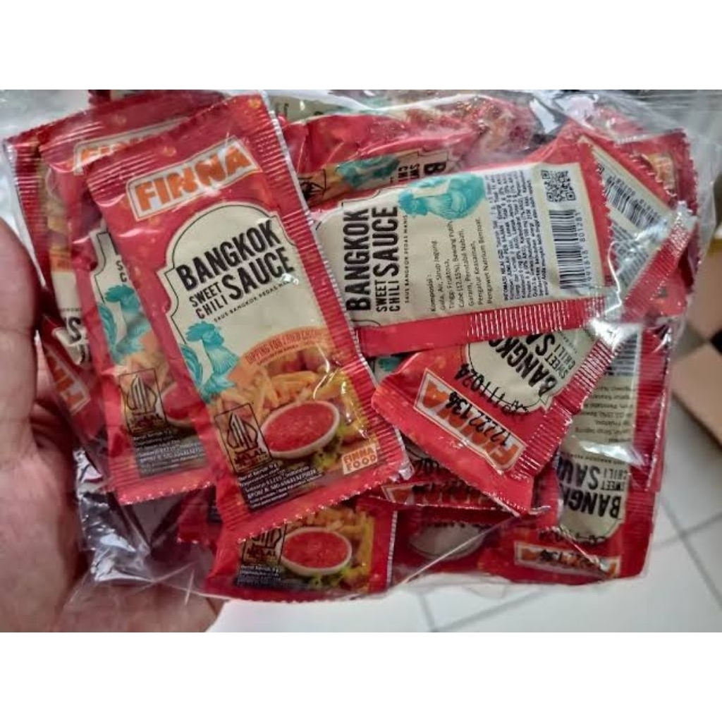 

( Dapat 50pcs ) Finna Saus Sambal Bangkok Sachet 9gr / Saos Dimsum Udang Keju