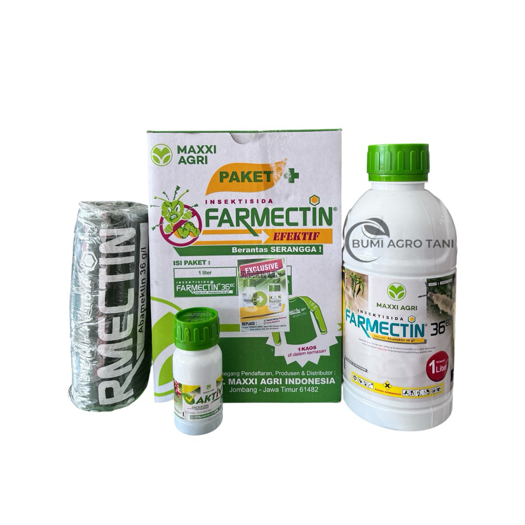 PAKET FARMECTIN 36EC - 1 LITER + AKTIV 50 ML + KAOS (Abamectin 36ec) Insektisida dan Asam Amino MAXX