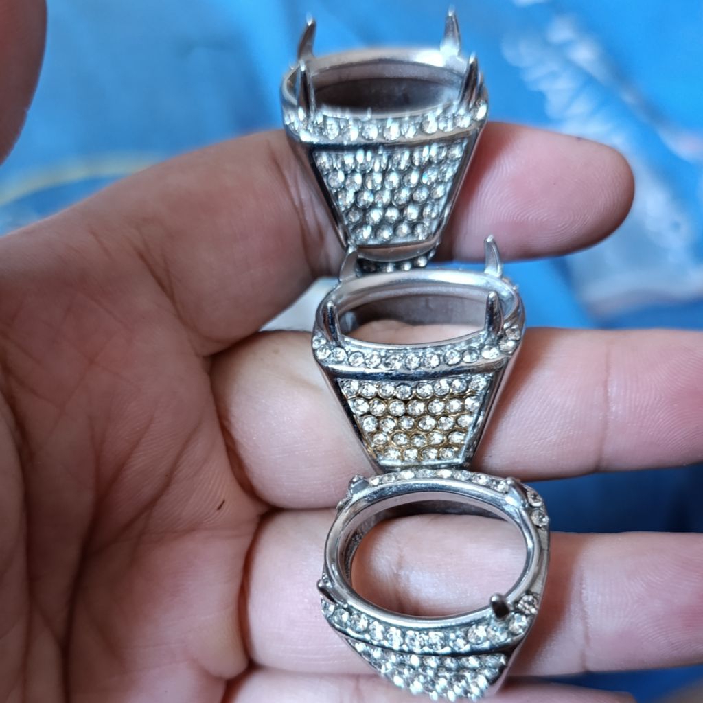 T 07 Emban Ring Cincin Akik Titanium Zirkon Mewah 25x18 mm Joss