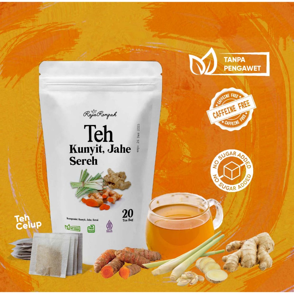 

RajaRempah Teh Jahe Kunyit Sereh Serai JSR Ramuan Rimpang Detox Kesehatan