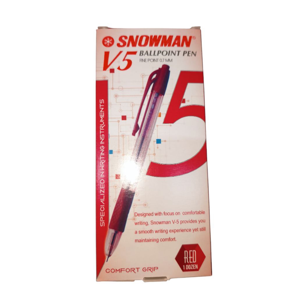 

Pulpen Snowman V5 0.7mm – Ballpoint Pen Fine Point (Biru, Merah, Hitam) 1 PCS