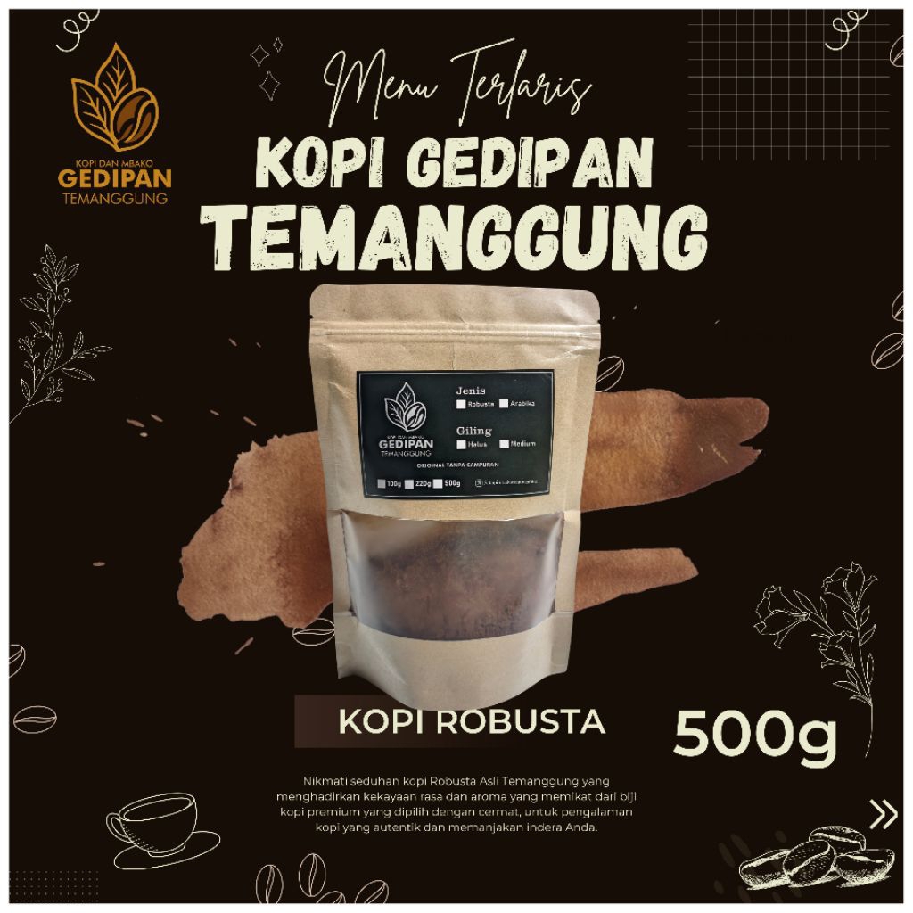 

Kopi Robusta Natural Temanggung 500gram Kasar