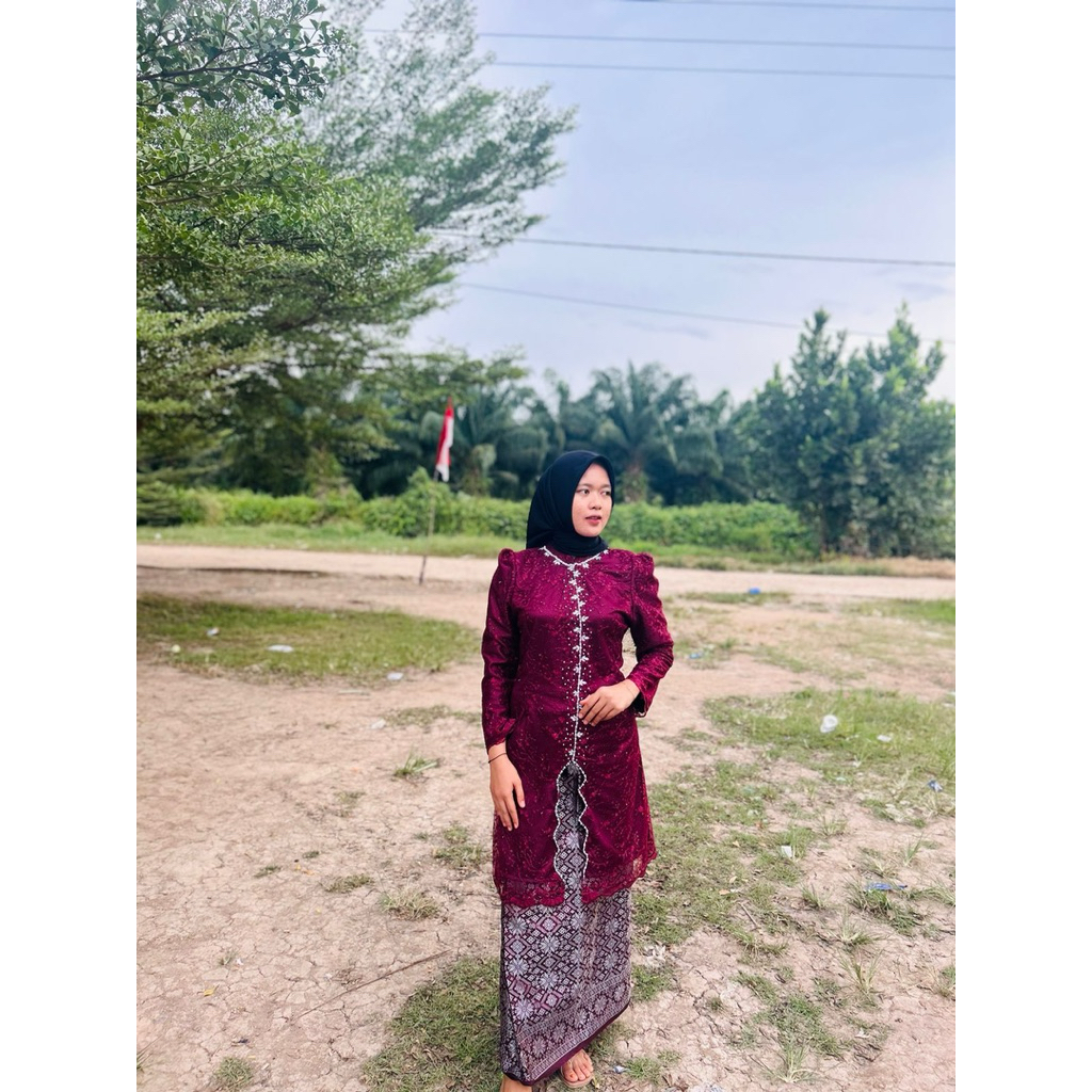 terbaru kurung melayu malaysia set full brukat, baju kondangan, Dress pesta