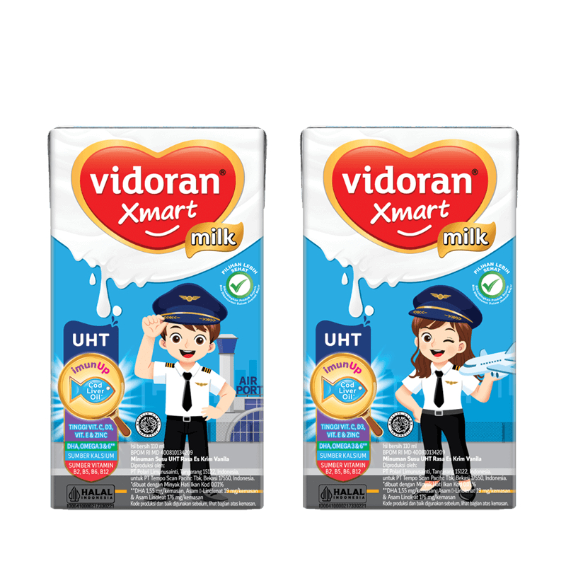 

Vidoran Xmart Milk UHT Rasa Es krim Vanila 110 ml