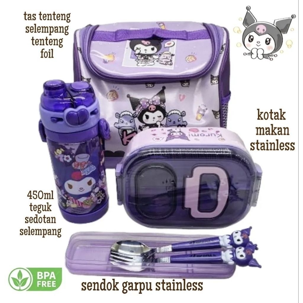 set bekal kuromi kotak stainless