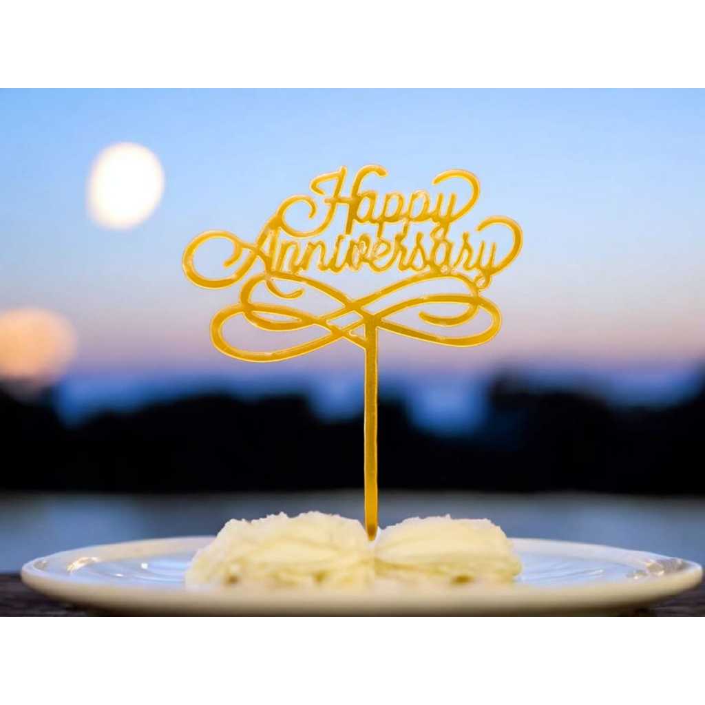 topper cake Tulisan: HAPPY ANNIVERSARY