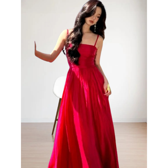 Maxi Dress Overall OL Wanita Mayung Megar Flowy Sifon Ceruty Singlet Gandul Korean Style Premium Ade