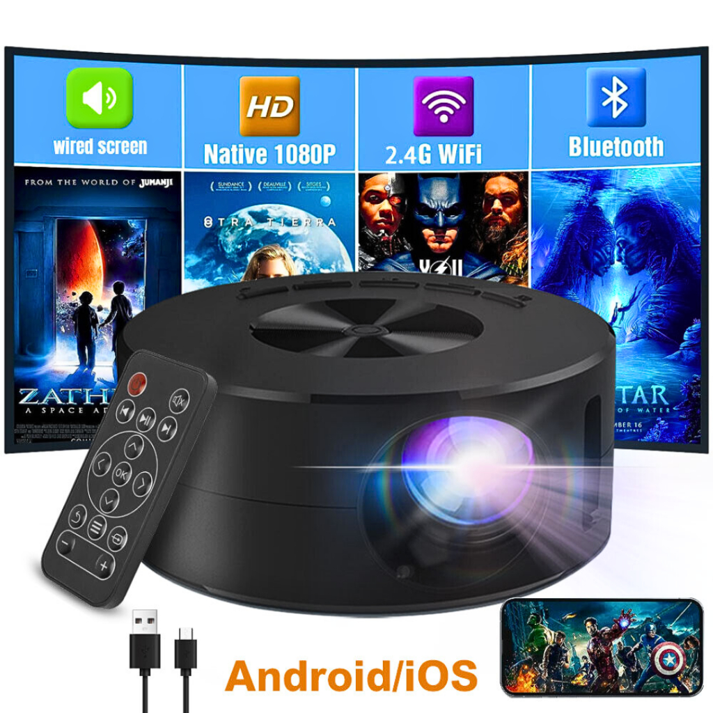 MALL Luxuglow YT200 Proyektor Mini android 4k full hd hp ke dinding Portable LCD 1080P Speaker