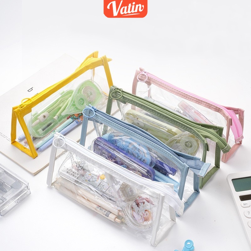 

tempat pensil bening/kotak pensil/tempat pensil aesthetic/tas makeup/Tas Penyimpanan TransparanWarna