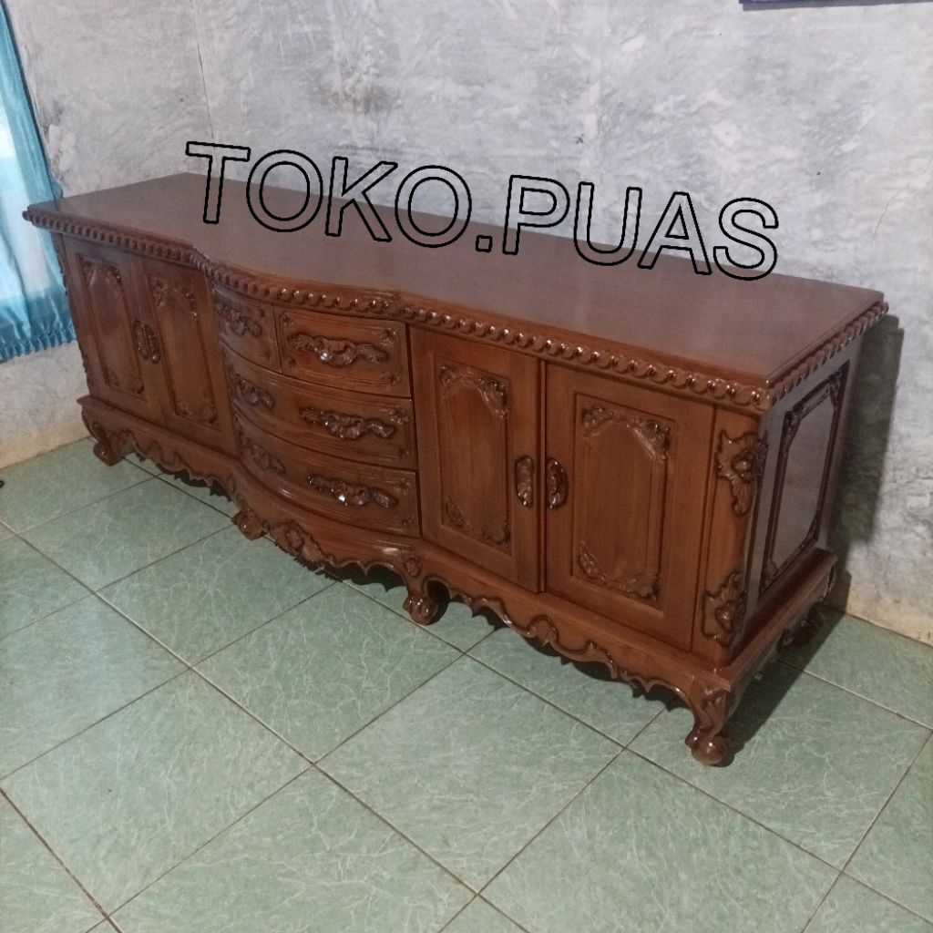 BUFET TV KAYU JATI / BUFET TV SALINA KAYU JATI MINIMAL UKIRAN