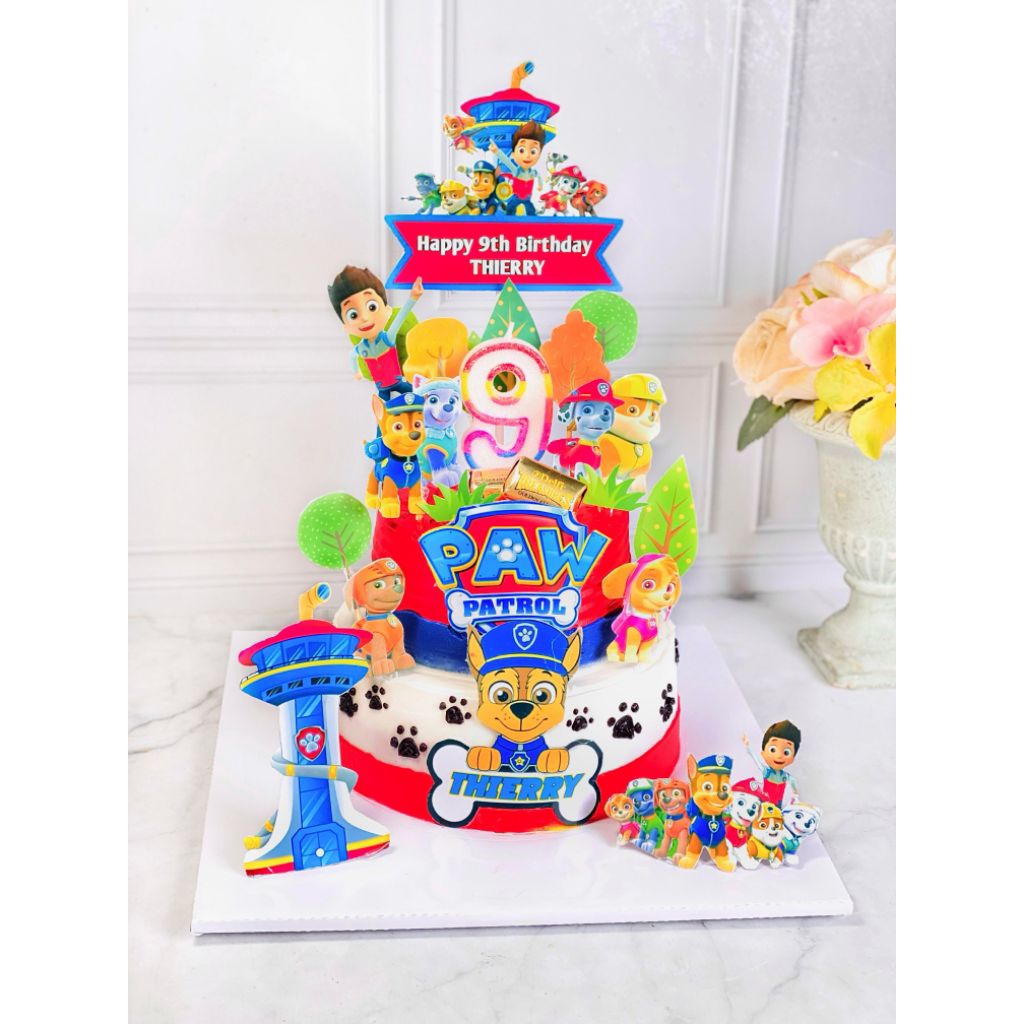 

cake ulang tahun birthday Paw patrol topper 2 tier