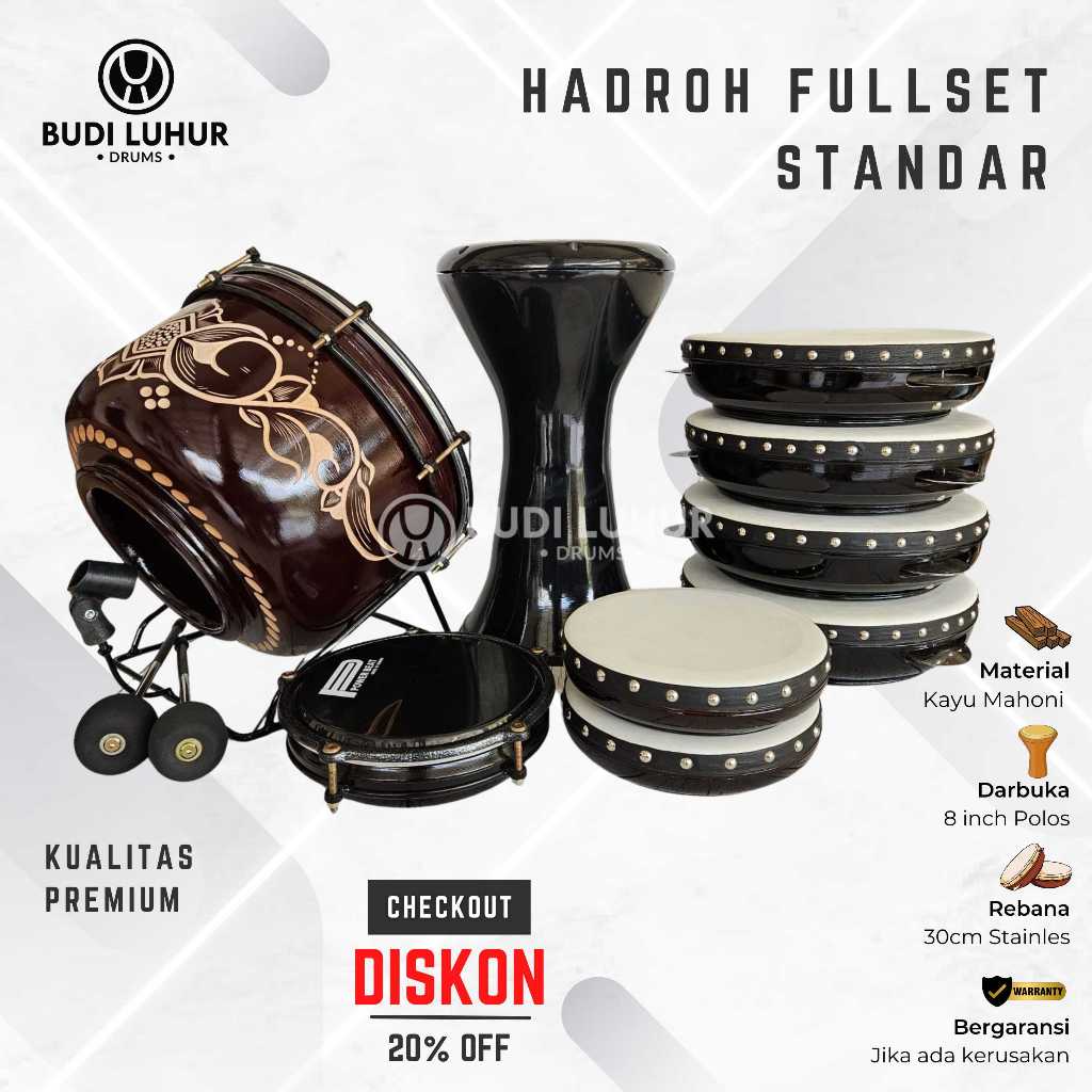 Alat Musik Hadroh Fullset Standar Rebana Habib Syeh Lengkap Berkualitas Premium Bergaransi Termurah